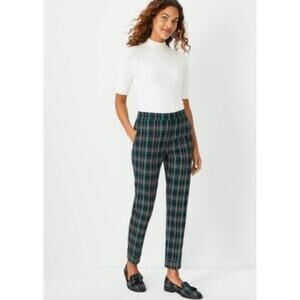 Ann Taylor The Plaid Black Green Straight Leg Dress Pants Sz 16 Preppy Academia